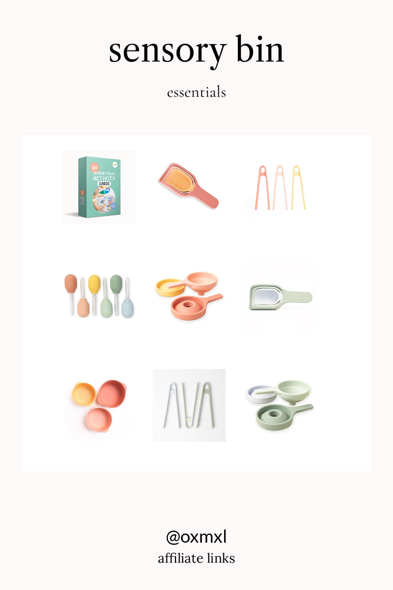 A collection of sensory play tools and accessories for kids, designed for creative and educational play experiences.
 
#SensoryPlay, #KidsLearning, #EducationalToys, #CreativePlay, #ChildDevelopment

#LTKGiftGuide #LTKFamily #LTKKids