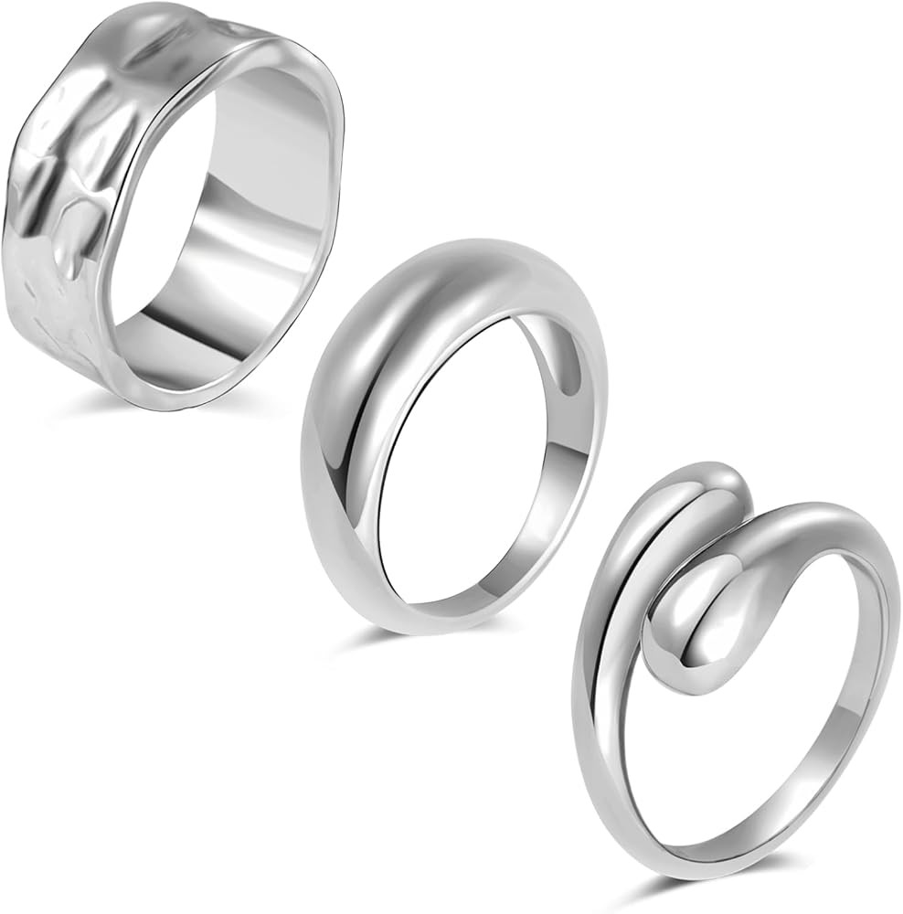 Chunky Gold Rings for Women Non Tarnish, 18K Gold Plated Statement Dome Rings Stacking,Thumb Ring... | Amazon (US)