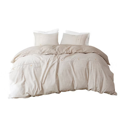 Gracie Mills Jennings Modern Farmhouse Organic Cotton Duvet Cover Set - King/California King - Brown | Target