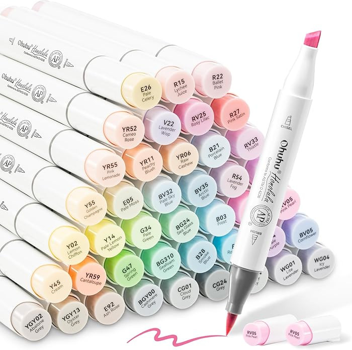 Ohuhu Pastel Alcohol Brush Markers- 48 Colors of Honolulu Sweetness - AP Certificated -Alcohol Ba... | Amazon (US)