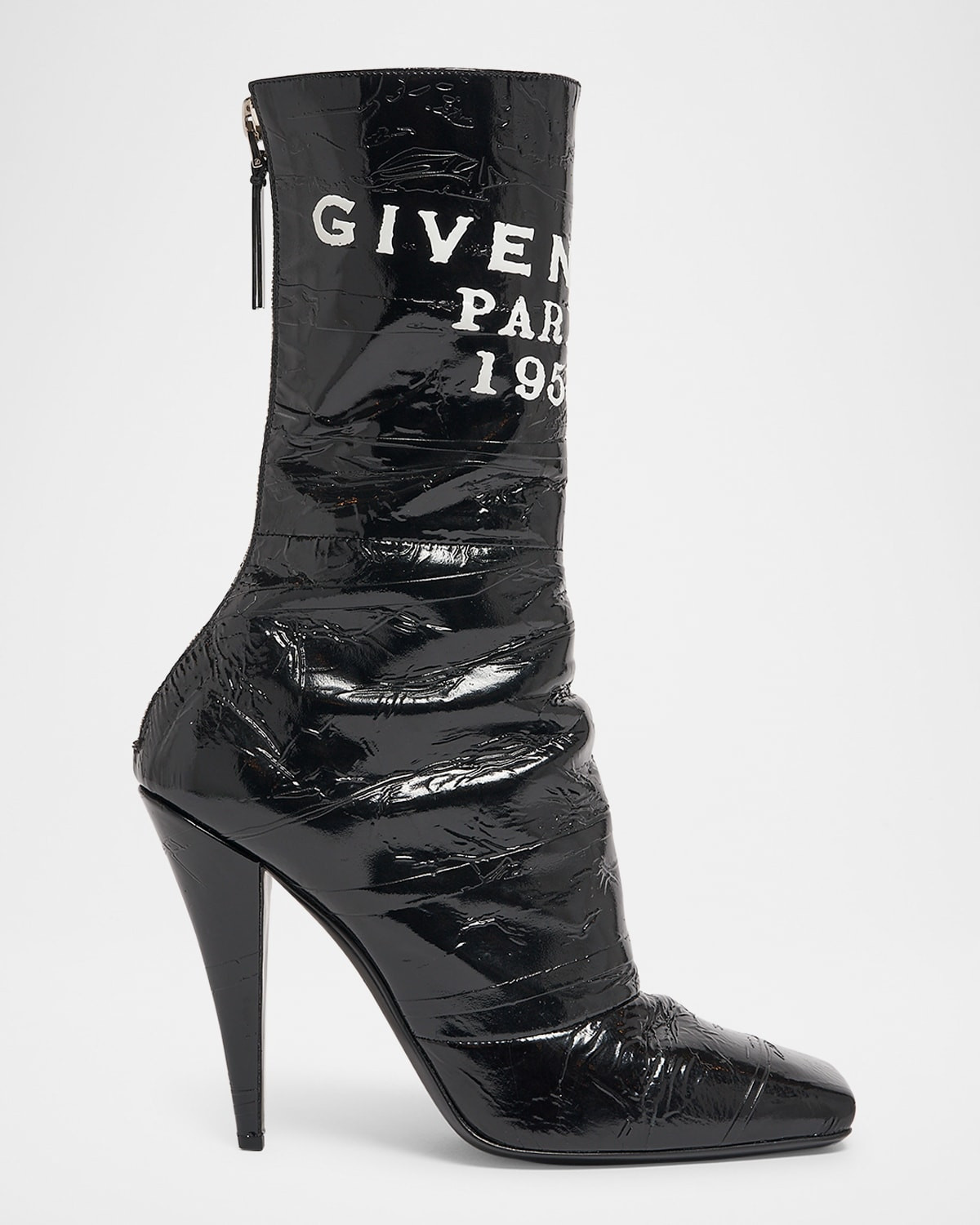 GIVENCHY Tape Shiny Leather Ankle Boots | Neiman Marcus