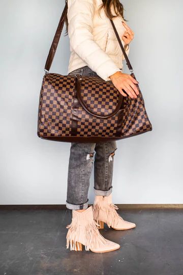 Fashionable Forever Checkered Duffle Bag- 2 colors | Apricot Lane Boutique