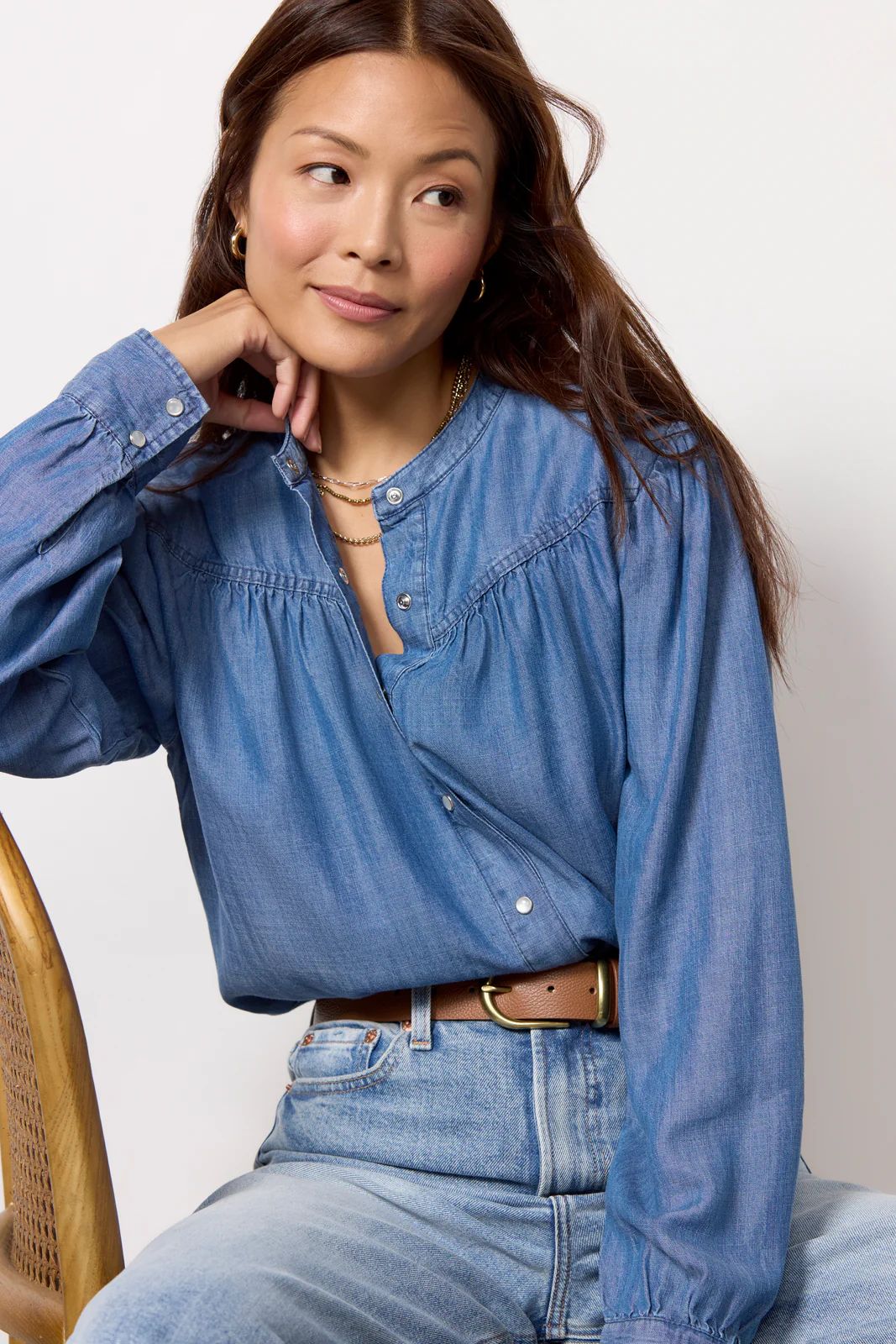 Poppy Denim Shirt | EVEREVE