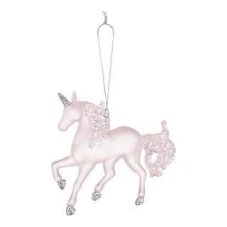 CANVAS Brights Collection Glass Decoration Unicorn Christmas Ornament, Matte Pink, 110-mm | Canadian Tire