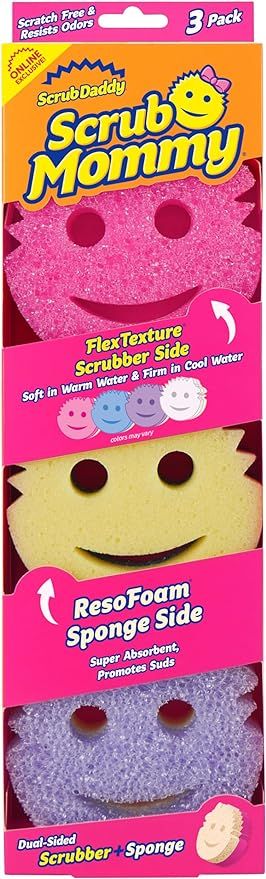 Scrub Daddy Scrub Mommy - Dish Scrubber + Non-Scratch Cleaning Sponges Kitchen, Bathroom + Multi-... | Amazon (US)