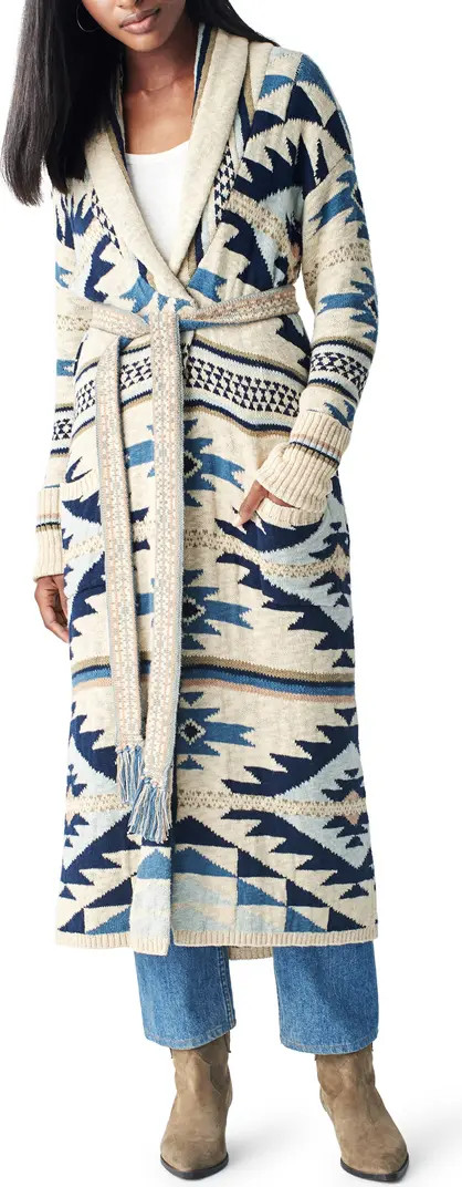 Paloma Geometric Organic Cotton Longline Duster Cardigan | Nordstrom