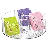 iDesign Cabinet Binz Divided Rotating Turntable Tea Packet Organizer, 9" x 9" x 3.01", Clear | Amazon (US)