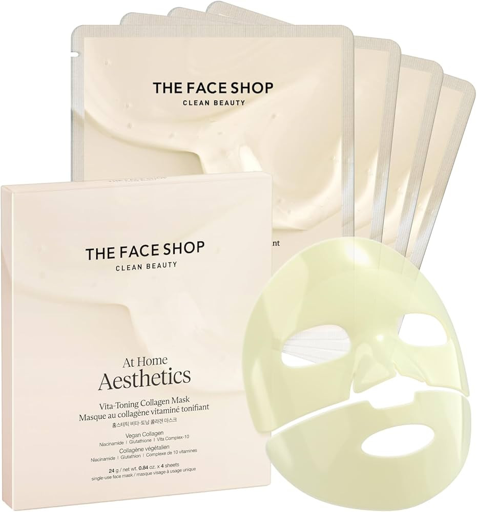THE FACE SHOP Vita-Toning Vegan Collagen Face Mask, Korean Glass Skin Essential, Hydrogel Mask fo... | Amazon (US)