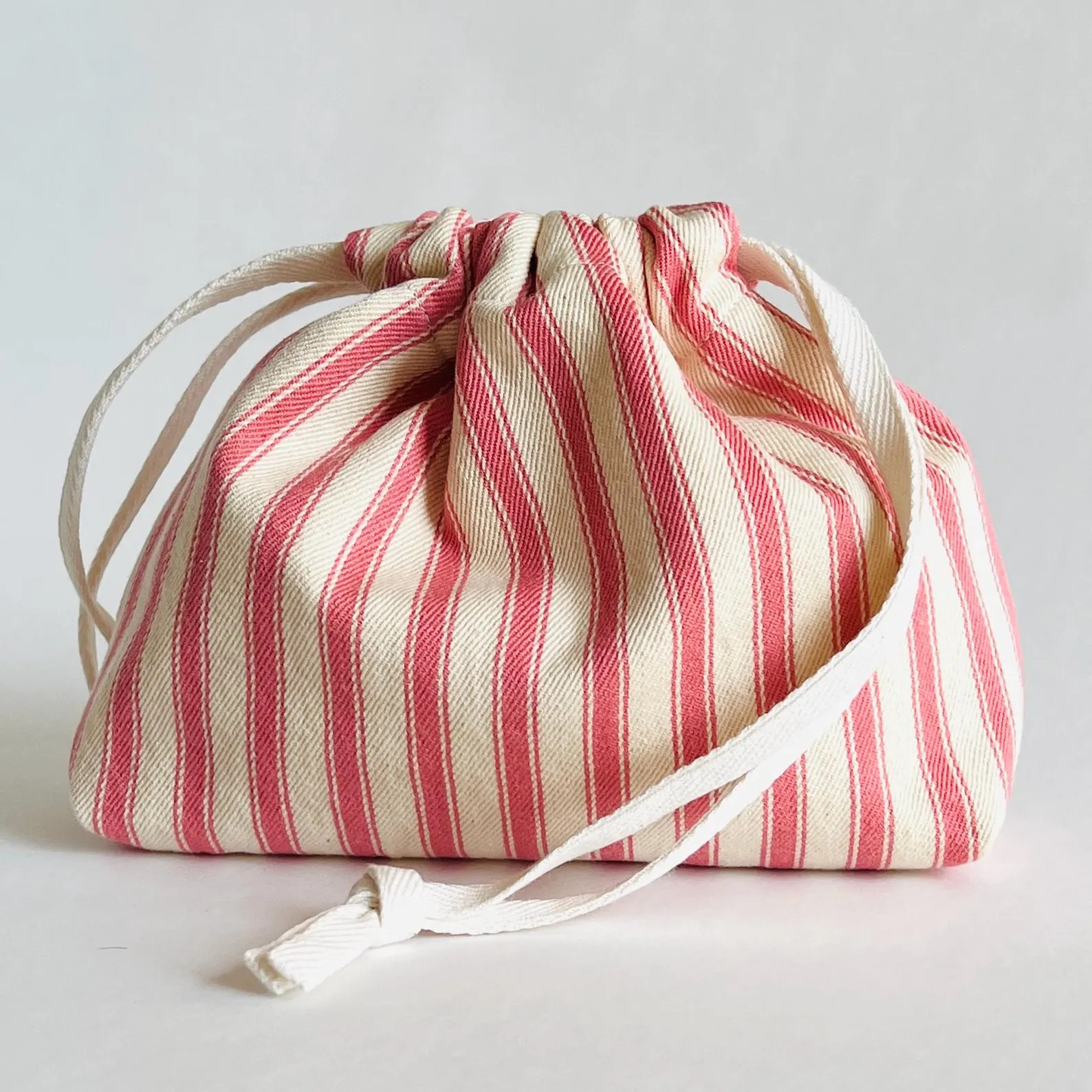 Rosa gestreifte Baumwolltasche, Kordelbeutel | Etsy (US)