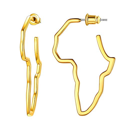 Africa Earrings Gold Plated Stainless Steel Hollow Out African Outline Dangling Earrings for Black Women | Amazon (US)