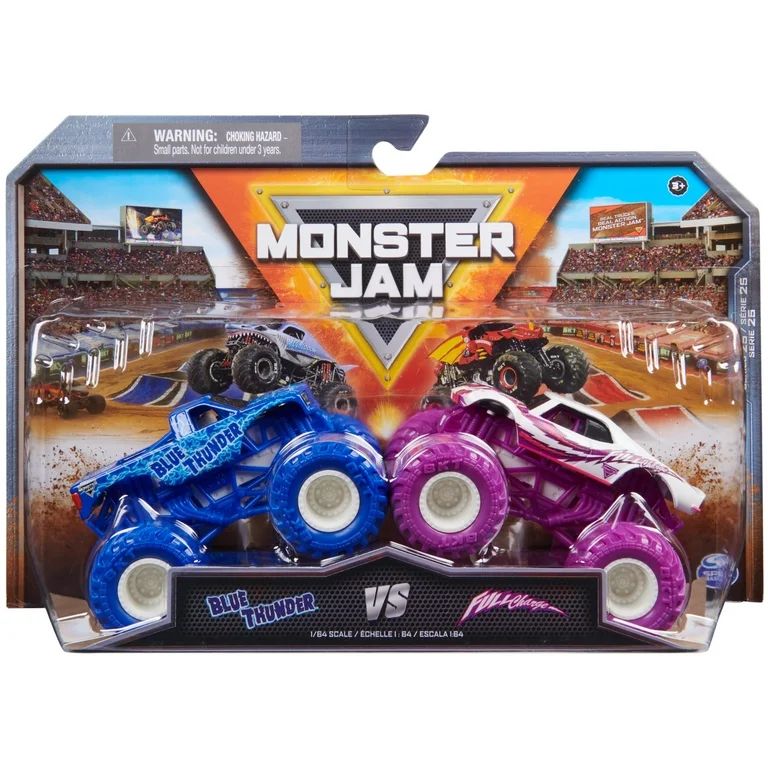 Monster Jam, Official Blue Thunder Vs. Full Charge Die-Cast Monster Trucks, 1:64 Scale, Kids Toys... | Walmart (US)