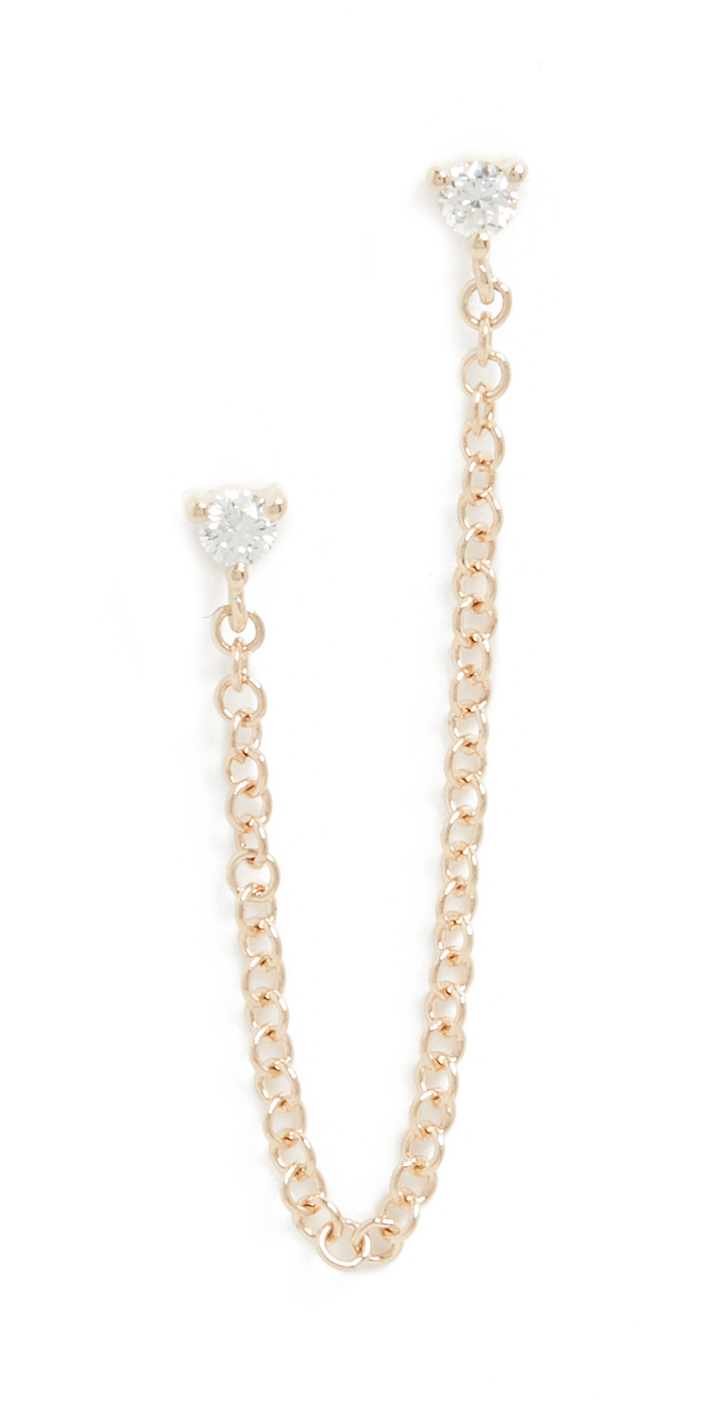 EF Collection 14k Single Double Diamond Chain Stud | Shopbop
