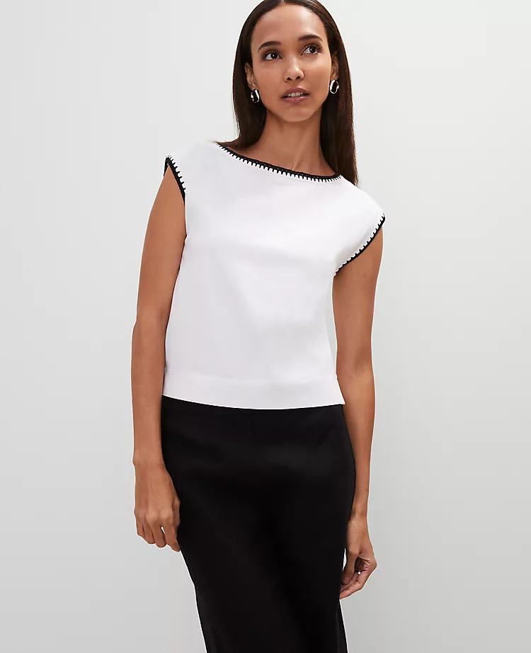 Crochet Trim Sleeveless Top | Ann Taylor