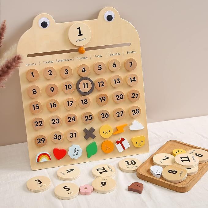 Wooden Magnetic Kids Calendar Toddler Preschool Montessori Calendar Kids Home Daily Learning Cale... | Amazon (US)