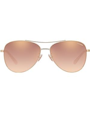 Coach HC7079 Sunglasses, Light Gold/Rose Gold Gradient Mirrored, 58 mm | Amazon (US)