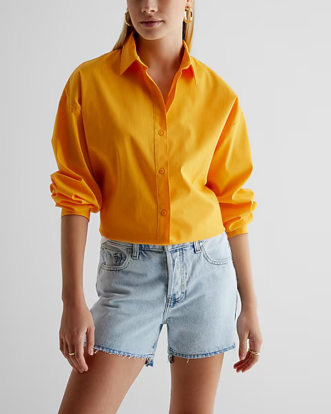 Cotton-Blend Boyfriend Portofino Shirt | Express