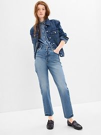 High Rise Cheeky Straight Jeans with Washwell | Gap (CA)