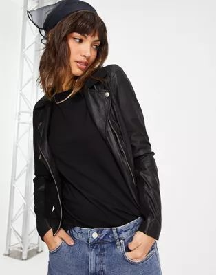 Y.A.S sophie soft leather biker jacket | ASOS US