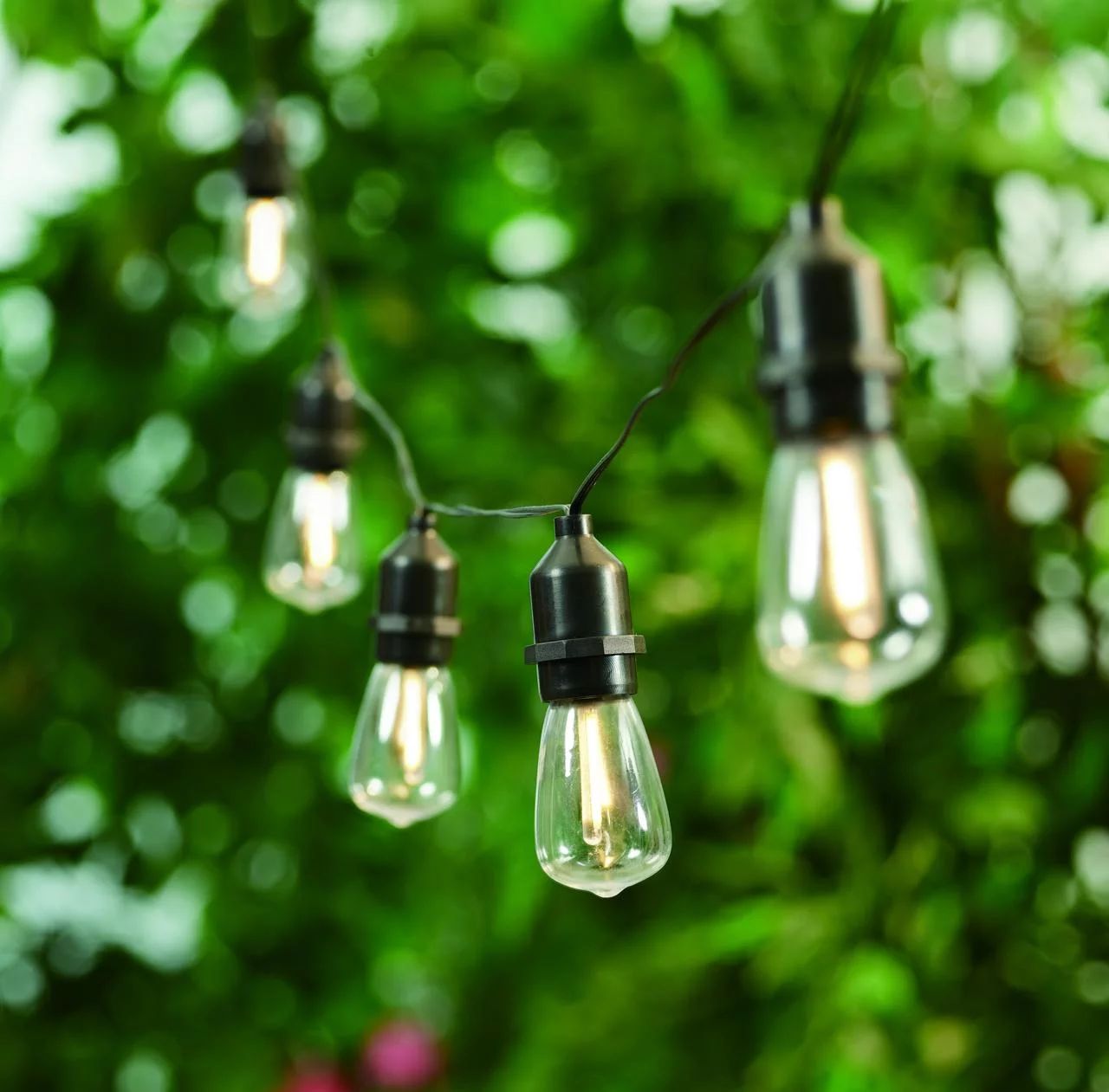 Better Homes & Gardens 15-Count Solar Powered Edison Outdoor String Lights, with Warm White LED B... | Walmart (US)