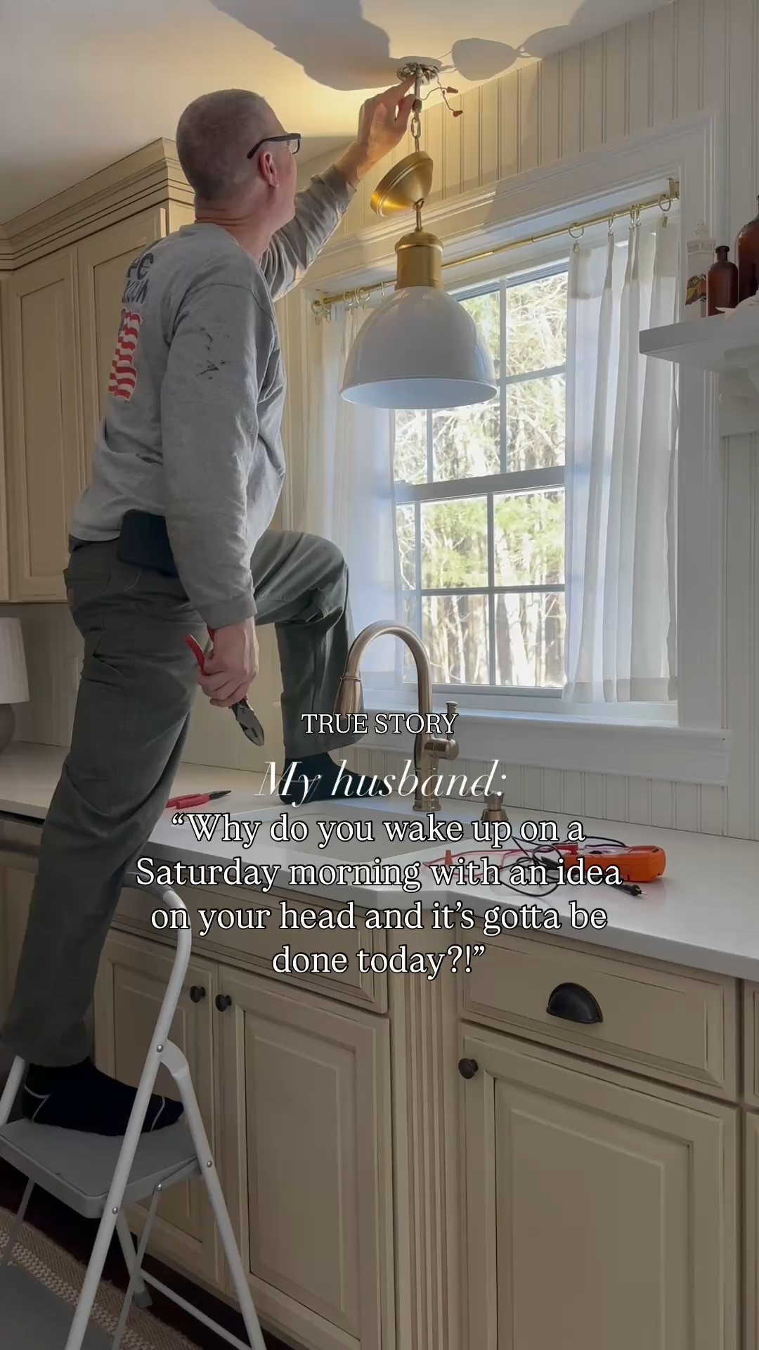 Thank you to Mr. ERH for spending his Saturday morning hanging our new kitchen pendant lights. 

#LTKHome #LTKWatchNow