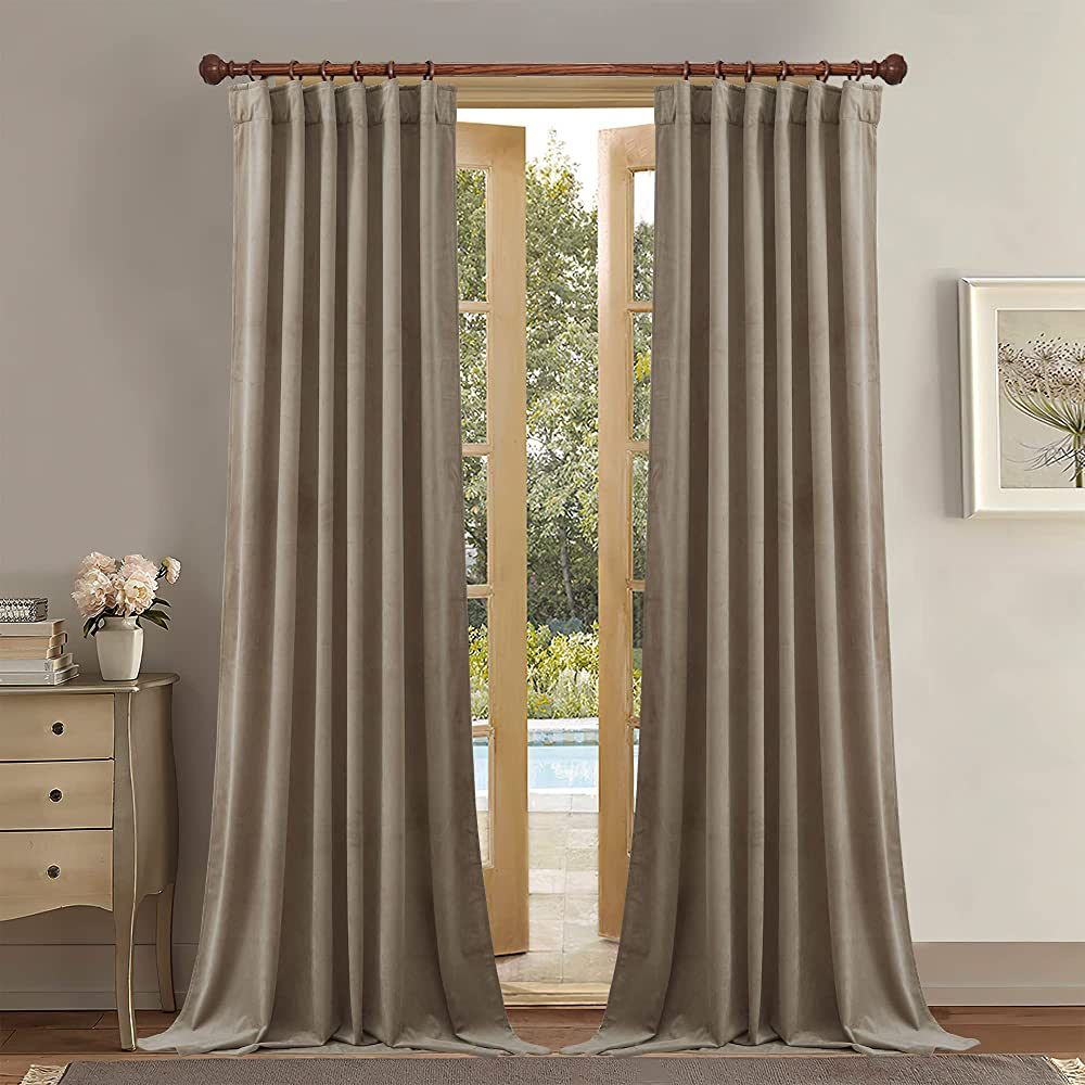 StangH Camel Beige Velvet Curtains 84 inches Length - Luxury Bedroom Room Darkening Curtains Crus... | Amazon (US)