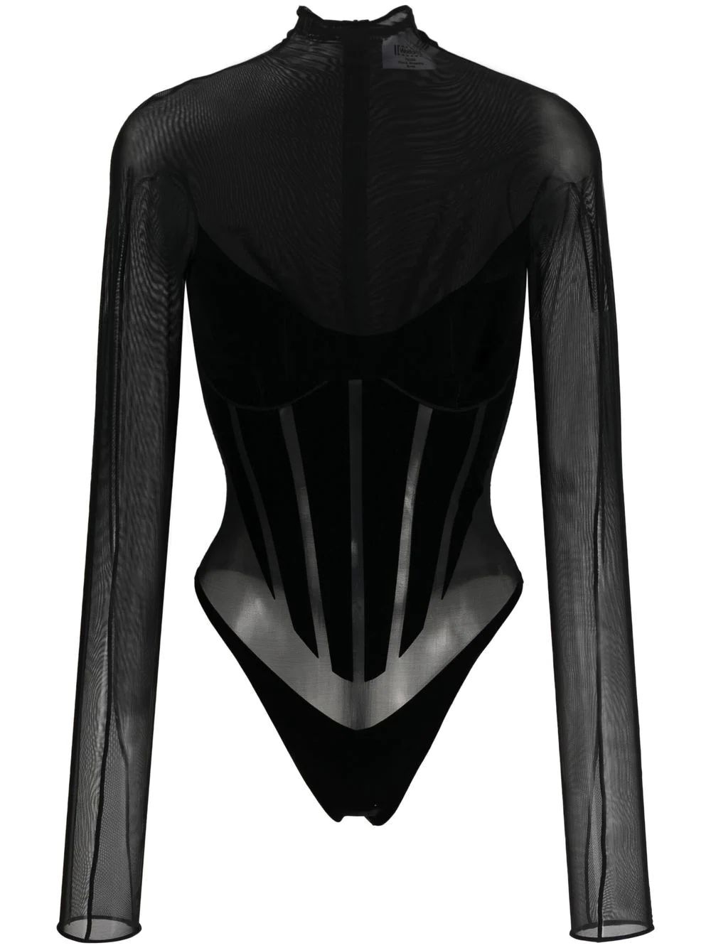 Mugler x Wolford Sheer Panelled Bodysuit - Farfetch | Farfetch Global