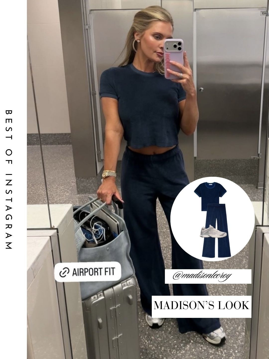 Madison LeCroy’s Blue Terry Short Sleeve Top and Pants // Sold by Suzie Kondi 📸 + ID = @madisonlecroy