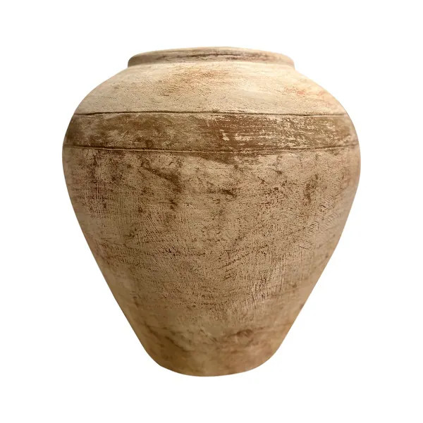 Artissance 17 in. H Light Brown Pottery Tribe Water Jar with Stripes | Bed Bath & Beyond
