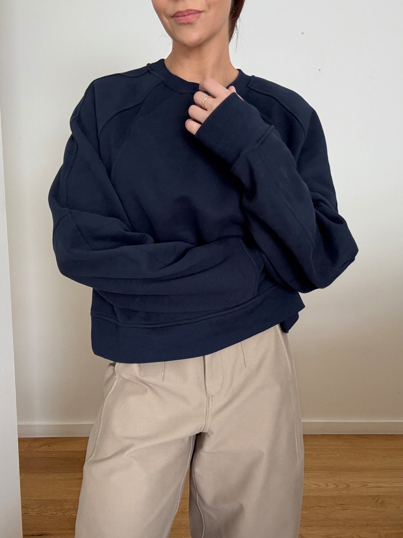 Cosy and soft, this crew neck sweat has finger holes to keep your wrists and hands warm. It’s the little things! 

#LTKaustralia #LTKautumn #LTKstyletip