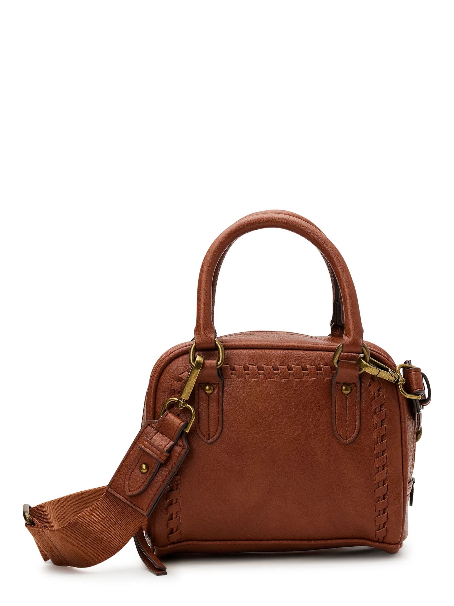 Time and Tru Women's Cambridge Top Handle Crossbody Handbag, Cognac | Walmart (US)