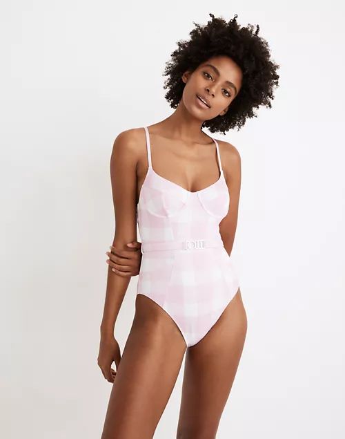 Solid & Striped® Spencer Belted One-Piece Swimsuit in Painted Gingham | Madewell