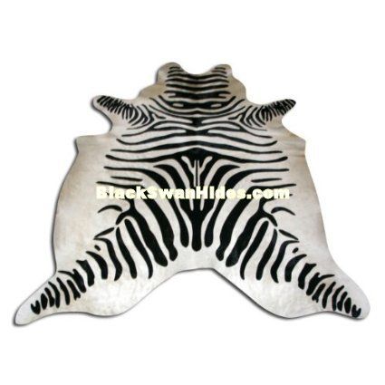 Off-white Zebra Cowhide Rug - Brazilian Hair on Cow Leather Rug - By BlackSwanHides | Amazon (US)