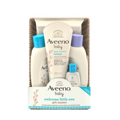 Aveeno Baby Welcome Little One Essentials Skincare Gift Set Includes Wash, Lotion & Wipes - 5ct | Target