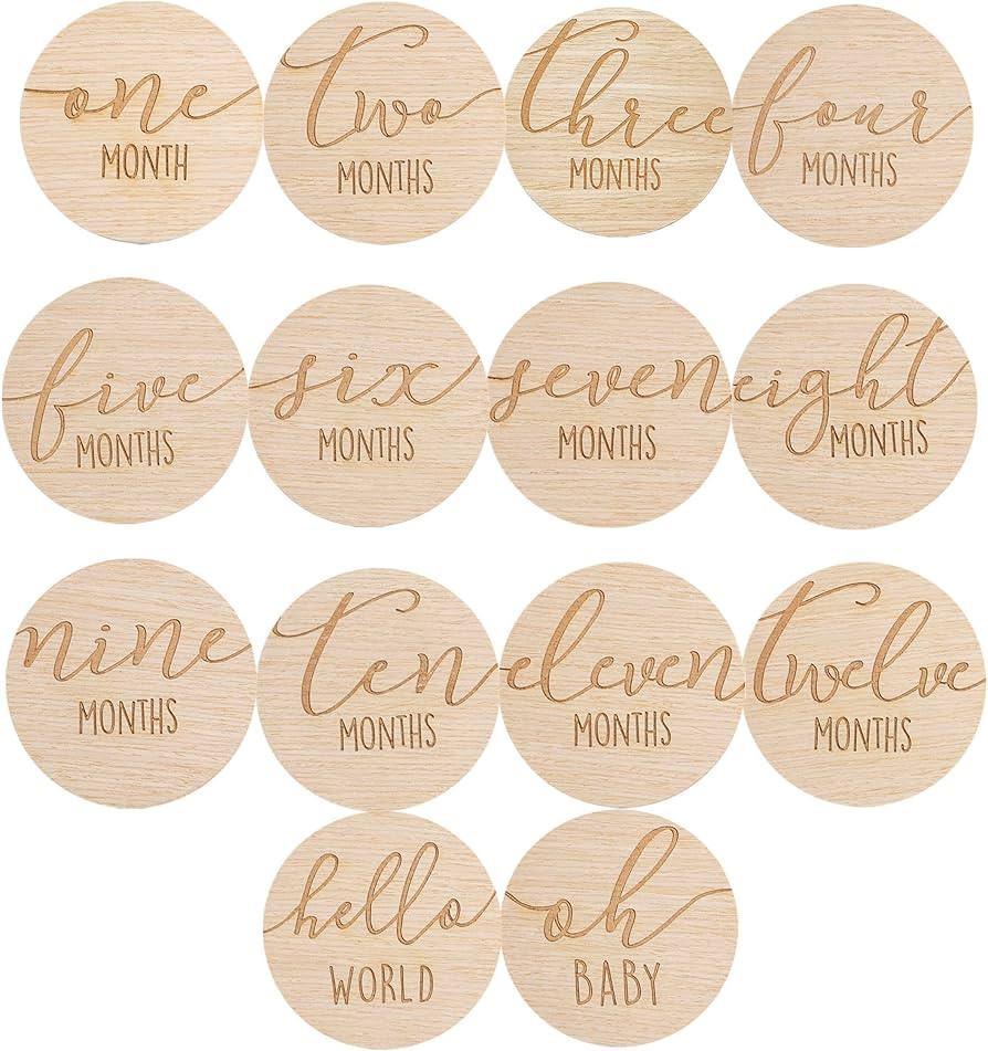 Pearhead Wooden Monthly Milestone Photo Cards, Baby Announcement Cards, Pregnancy Journey Milesto... | Amazon (UK)