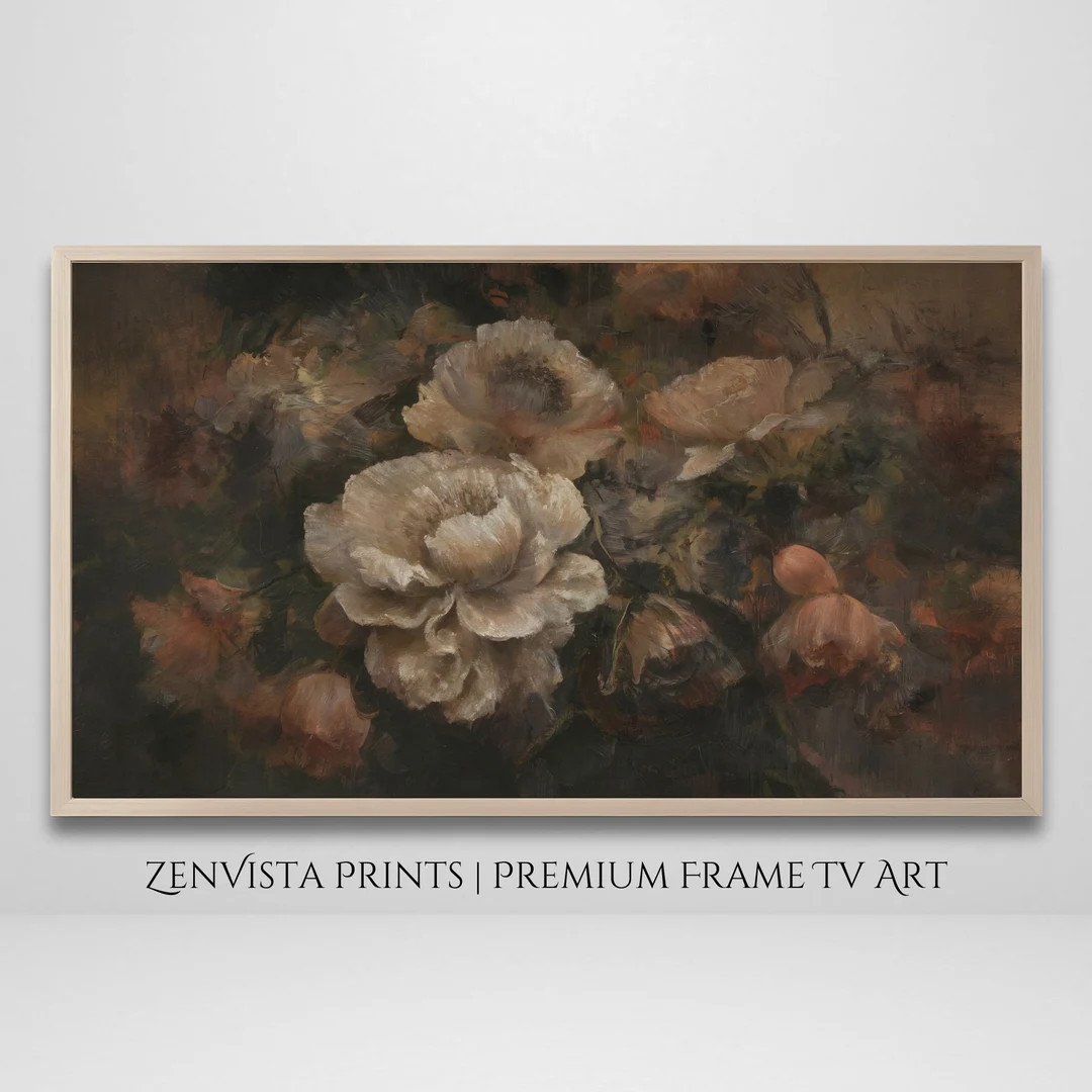 Moody Floral Frame Tv Art Dark Academia Abstract Flowers Vintage Frame Tv Art Antique Flowers Vin... | Etsy (US)
