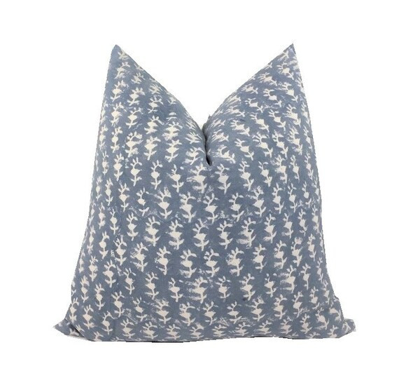 Melrose Blue and White Hand Block Print Pillow Cover  Same | Etsy | Etsy (US)