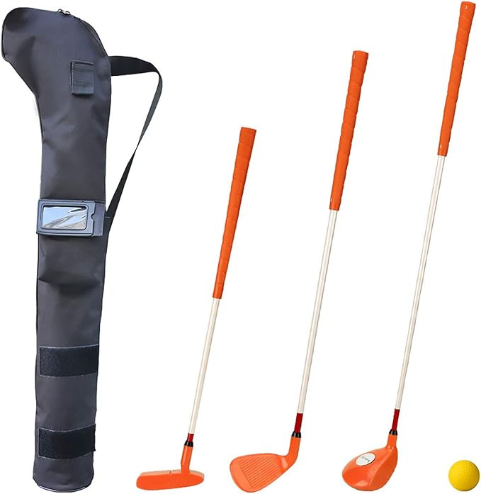 Kids Golf Clubs Set Children Golf Set Yard Sports Tools Three Clubs with Carry Bag and Soft Balls | Amazon (US)