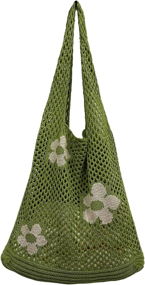 Hobo bag for women contrast color large capacity tote bag shoulder bag women's trendy knitted bag | Amazon (US)
