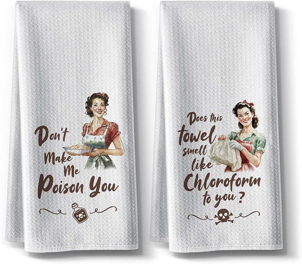 Kitchen Towels,Funny Joked Themed Dishcloth,16 * 24,2Pack,Microfiber Bar Towel,Hilarious Hand Tow... | Amazon (US)