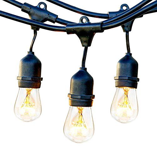 Brightech Ambience Pro Waterproof Outdoor String Lights with Hanging Sockets - 48 Ft Market Cafe Edi | Amazon (US)