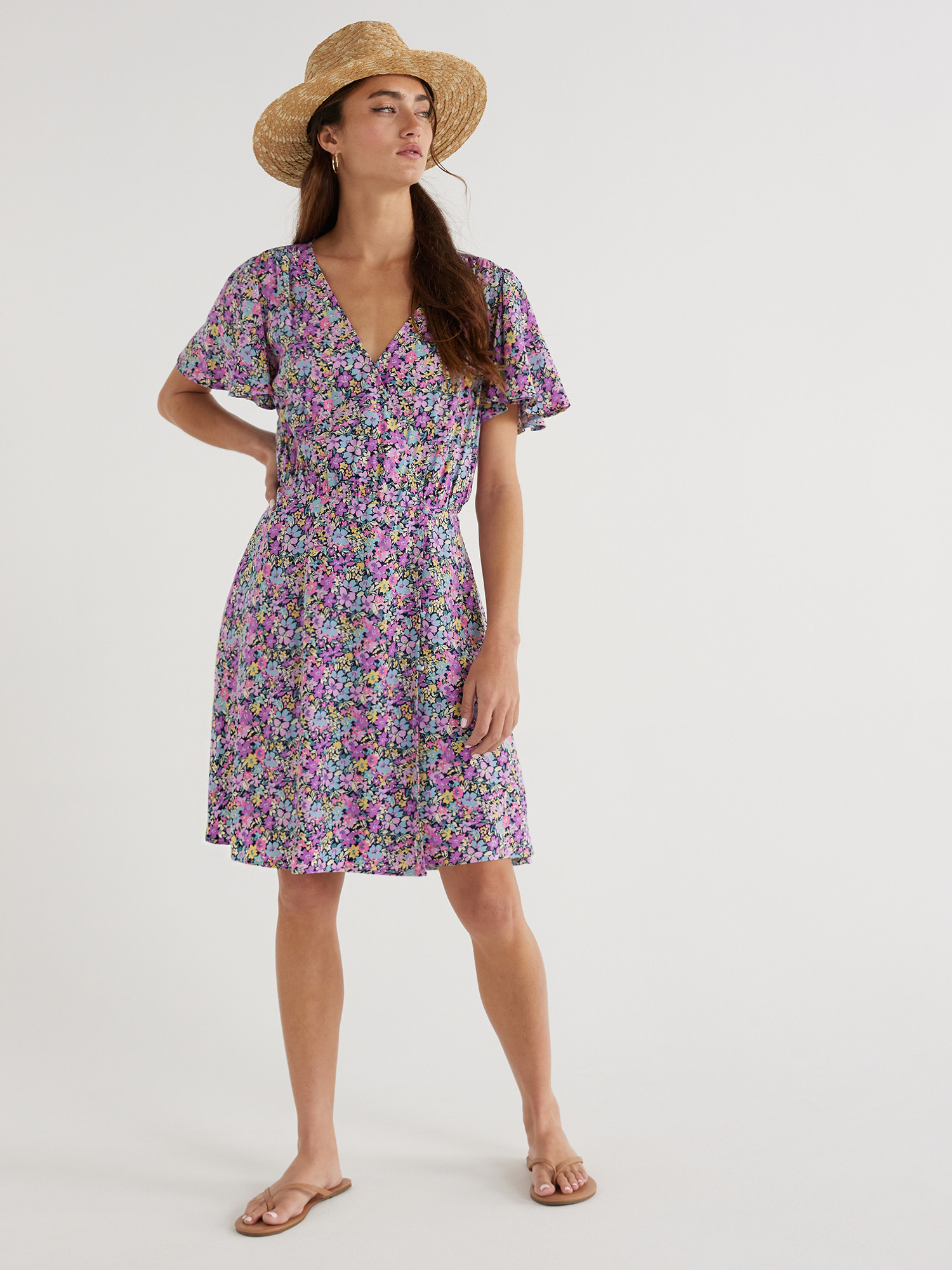 Time and Tru Women's Barely There Thong Sandals, Wide Width Available | Walmart (US)