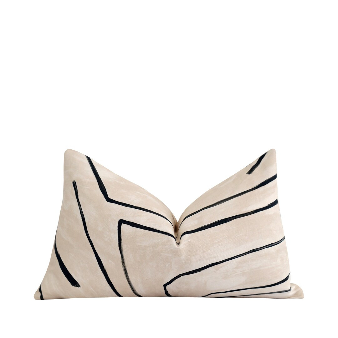 12x18 12x20 Pillow Cover, Kelly Wearstler Graffito Linen Onyx Pillow Cover, Neutral Pillow Cover,... | Etsy (US)