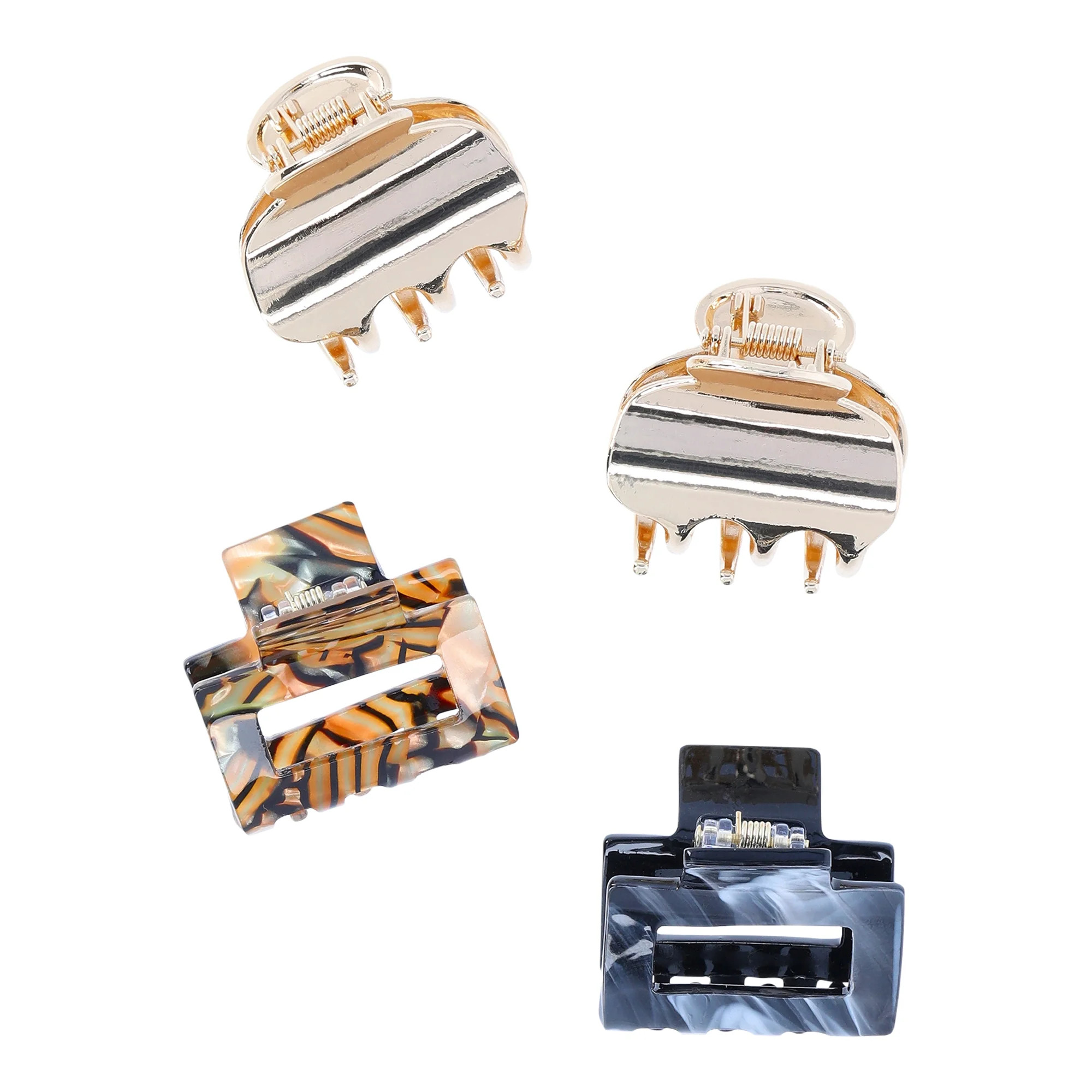 Time and Tru Women’s Metal and Plastic Mini Hair Claw Clip Set, 4-Piece | Walmart (US)