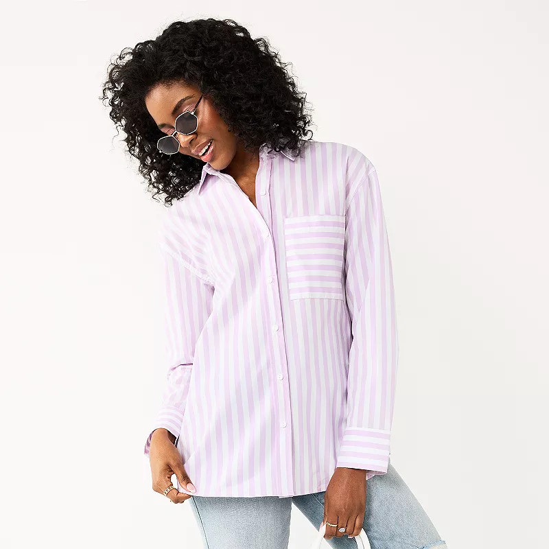 Juniors' SO® Oversized Button-Up Shirt | Kohl's
