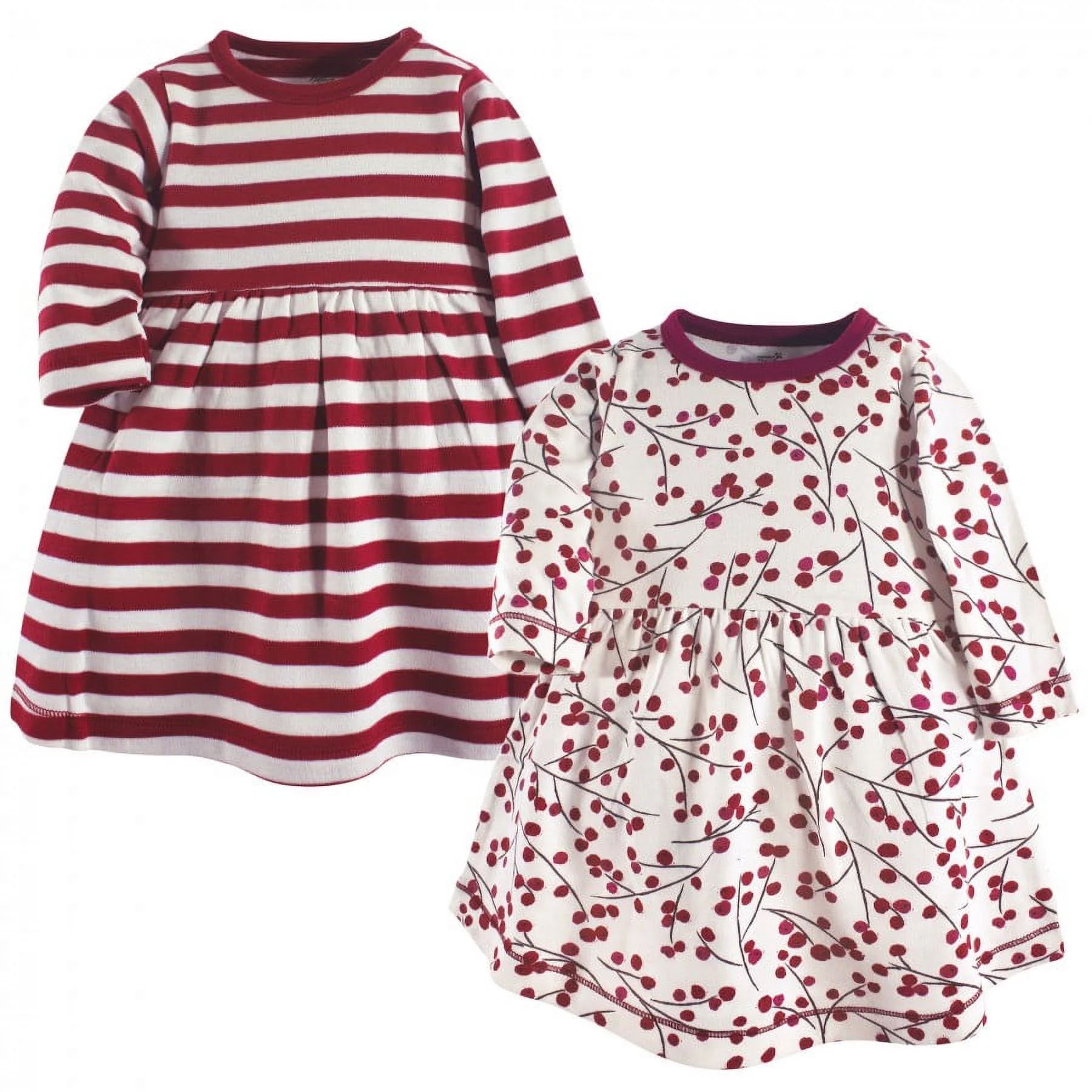 Touched by Nature Baby and Toddler Girl Organic Cotton Long-Sleeve Dresses 2pk, Berry Branch, 0-3... | Walmart (US)