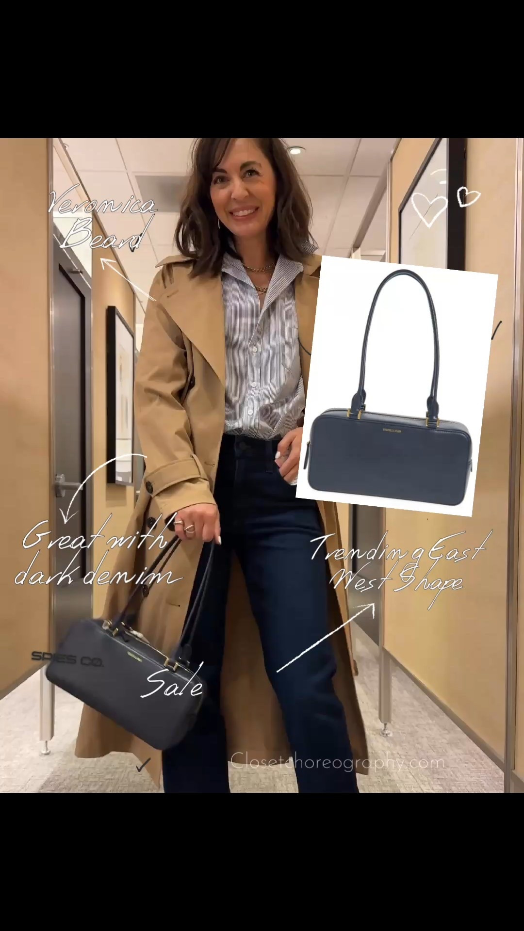 1/6 namebrand accessories on sale at Nordstrom now. This beautiful east west shaped bag goes well with dark denim and several of the capsule wardrobes I created with you using pieces on the Nordstrom anniversary sale.