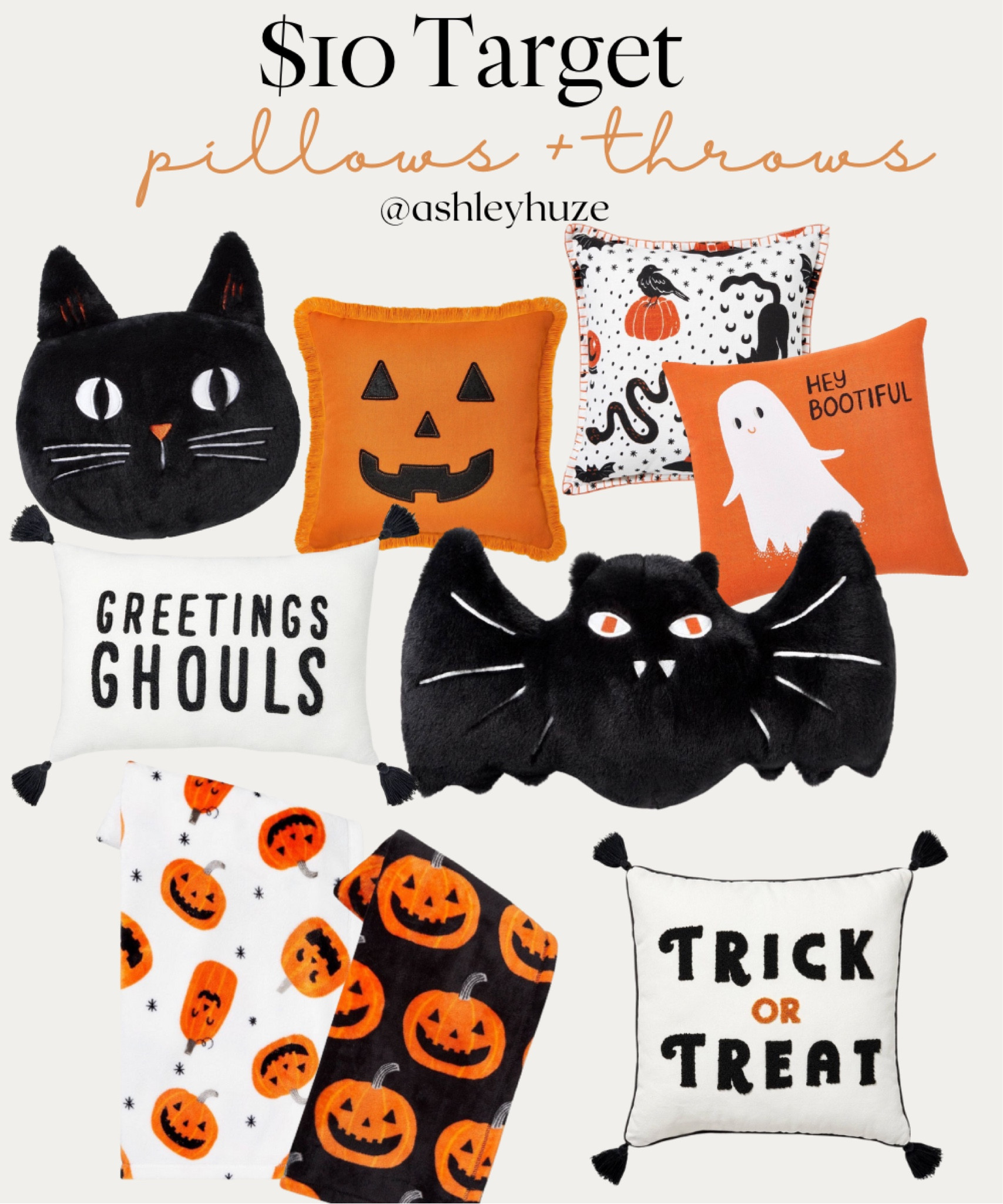 Halloween pillows at target under $10. $10 target pillows. $10 halloween pillows. Cat pillow. Bat pillow. Pumpkin throw blanket. Trick or treat pillow. Greetings ghouls pillow. Ghost pillow

#LTKFind #LTKSale #LTKSeasonal