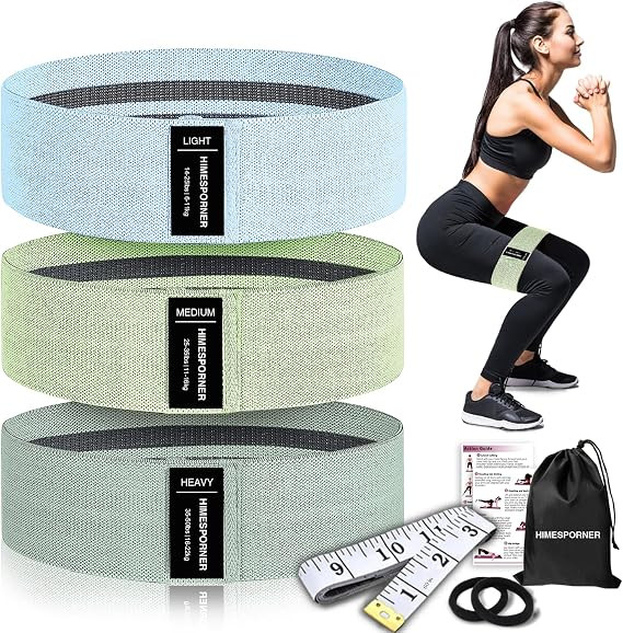 HIMESPORNER Wide Fabric Resistance Bands for Working Out, 3 Level Non-Slip Exercise Booty Bands f... | Amazon (US)