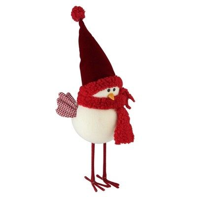 Northlight 14" Standing White Bird with Red Scarf and Hat Christmas Tabletop Decoration | Target