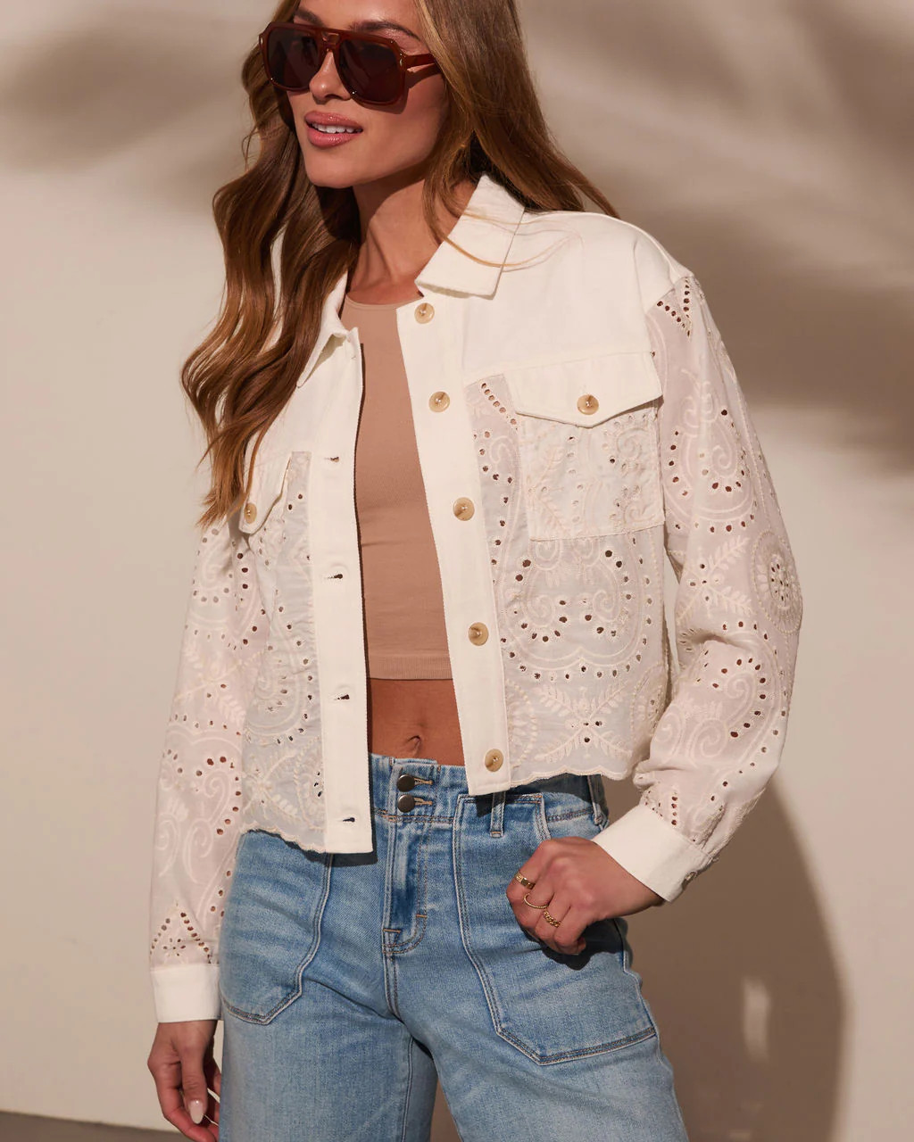 Crush On You Scallop Trim Eyelet Jacket | VICI